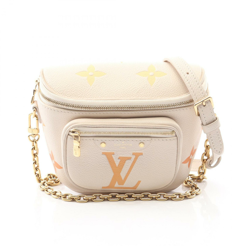 LOUIS VUITTON 迷你腰包 M82208 Monogram empreinte 米色 橙色 二手-0