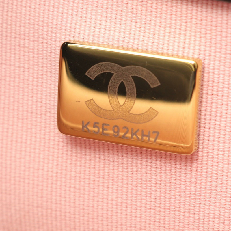 香奈兒鏈條肩背包,羊皮材質,粉紅色/黑色,二手,金色五金,CC-4