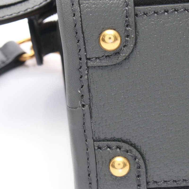 GUCCI Ophidia GG帆布單肩手提包 715771 帆布皮革黑色灰色二手-4