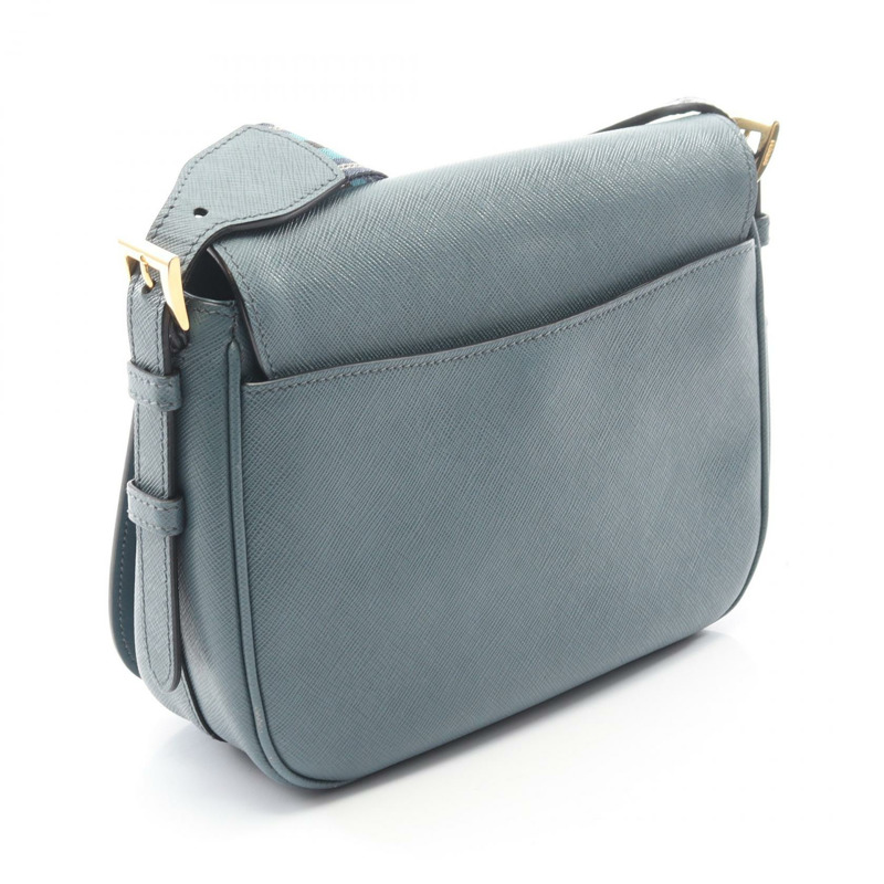 PRADA Saffiano皮革肩斜背包 綠色 二手 女士-1