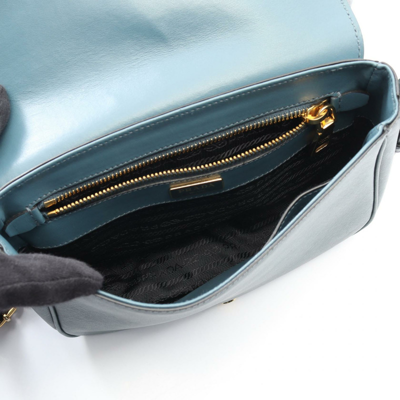 PRADA Saffiano皮革肩斜背包 綠色 二手 女士-2