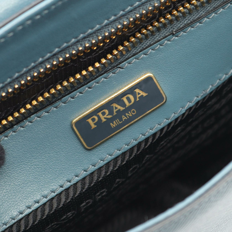 PRADA Saffiano皮革肩斜背包 綠色 二手 女士-3