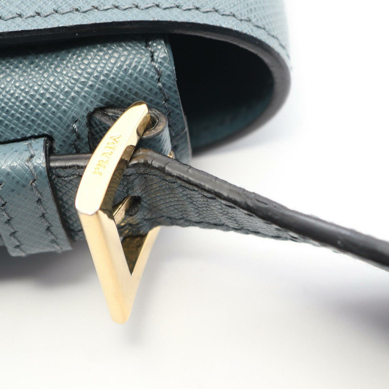 PRADA Saffiano皮革肩斜背包 綠色 二手 女士-4