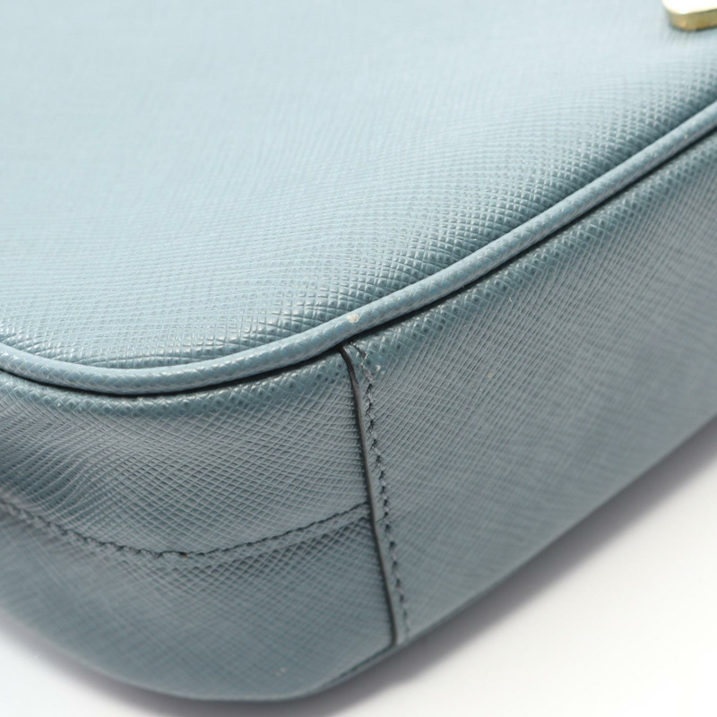 PRADA Saffiano皮革肩斜背包 綠色 二手 女士-5