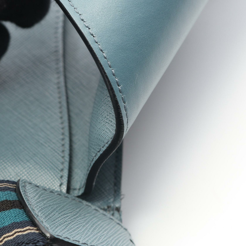 PRADA Saffiano皮革肩斜背包 綠色 二手 女士-6