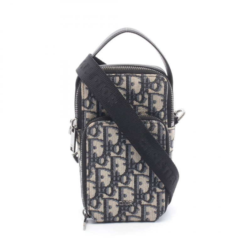 Christian Dior RIDER Micro Oblique 斜背包,帆布皮革,海軍藍/米色-0