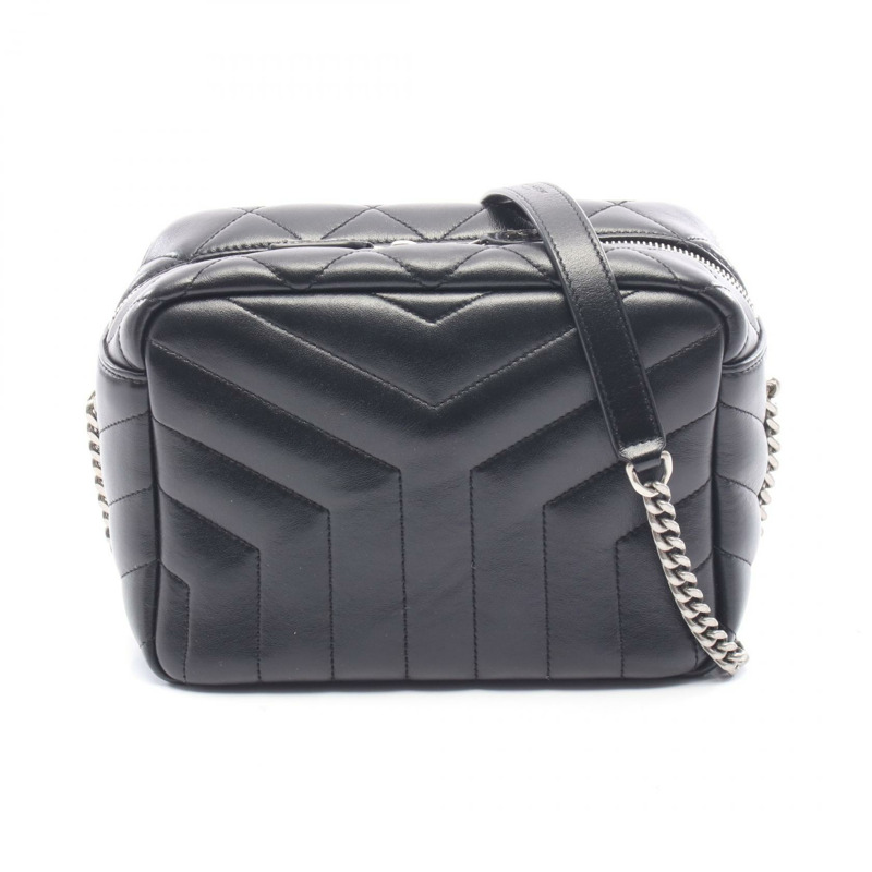 SAINT LAURENT PARIS Loulou 單肩斜背包 574102 黑色皮革 二手-0