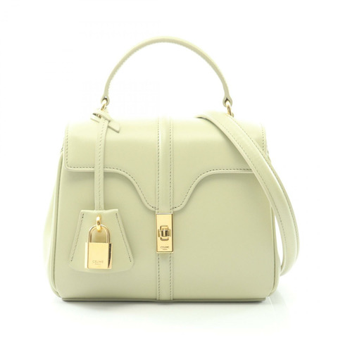 CELINE mini 16 Seize 單肩手提包 197983BEY.29AG 皮革 綠色 二手 女士