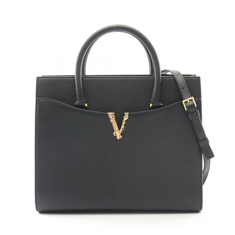 范思哲 (VERSACE) VIRTUS 手提單肩包，黑色真皮，二手女款