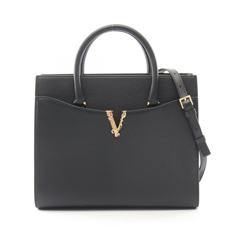 范思哲 (VERSACE) VIRTUS 手提單肩包,黑色真皮,二手女款-0