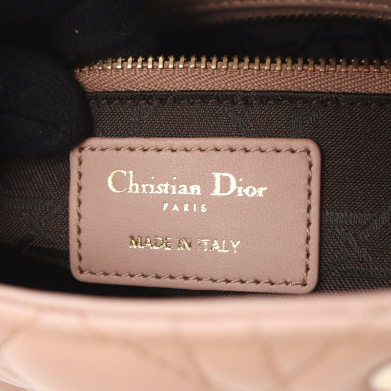 Dior Lady Dior 小單肩手提包,粉紅色皮革,二手女款-3