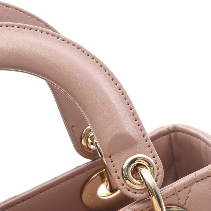 Dior Lady Dior 小單肩手提包,粉紅色皮革,二手女款-4