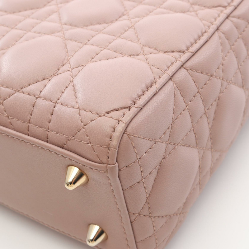 Dior Lady Dior 小單肩手提包,粉紅色皮革,二手女款-7