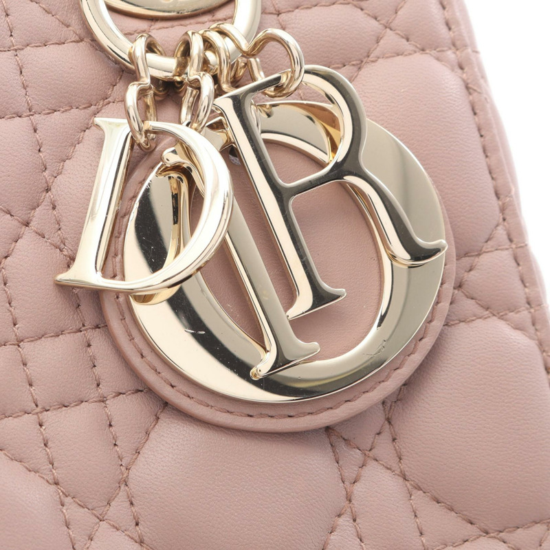 Dior Lady Dior 小單肩手提包,粉紅色皮革,二手女款-9