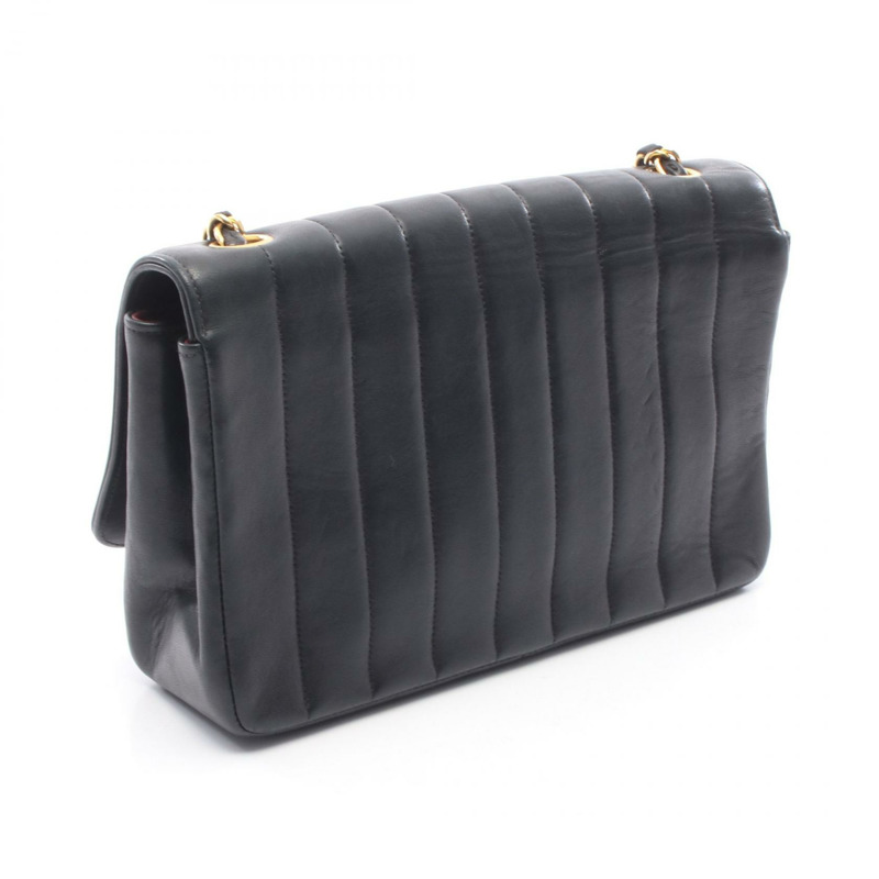 香奈兒 Mademoiselle 鏈條肩背包，羊皮材質，黑色，二手，金色五金-1