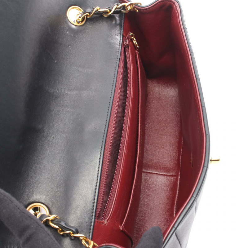 香奈兒 Mademoiselle 鏈條肩背包，羊皮材質，黑色，二手，金色五金-2