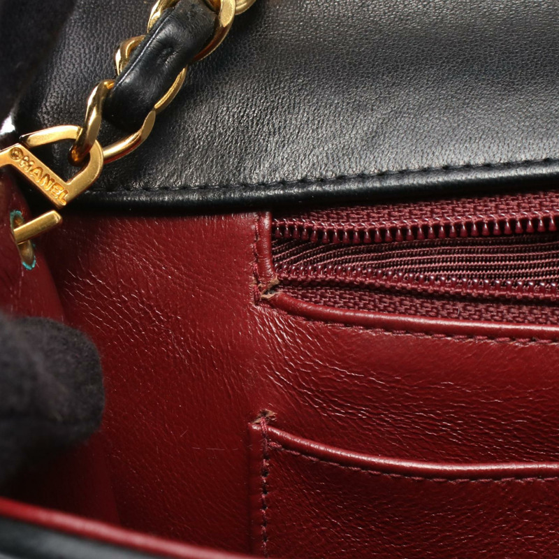 香奈兒 Mademoiselle 鏈條肩背包，羊皮材質，黑色，二手，金色五金-5