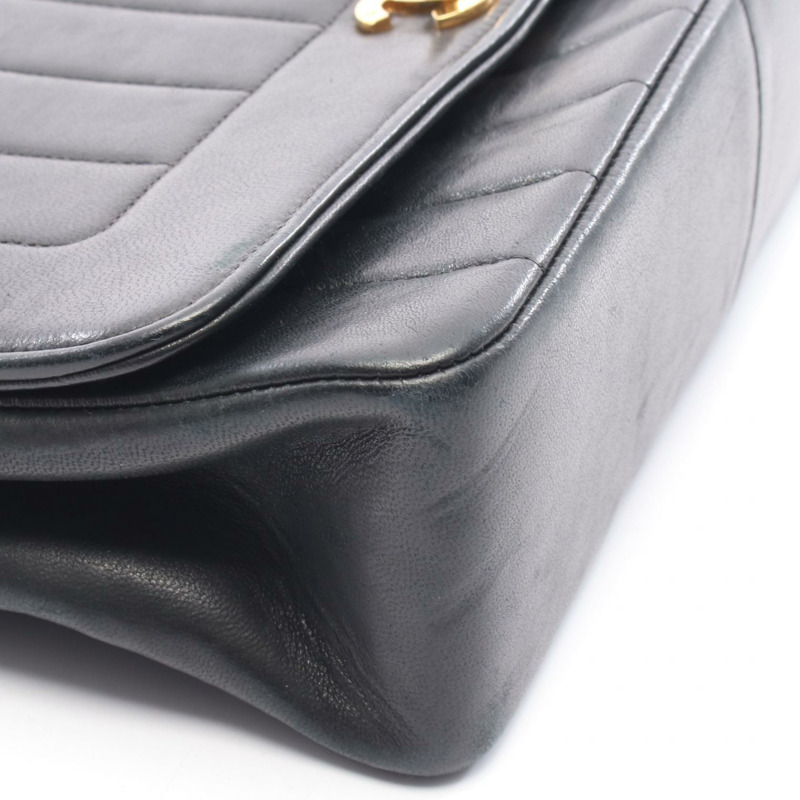 香奈兒 Mademoiselle 鏈條肩背包，羊皮材質，黑色，二手，金色五金-6