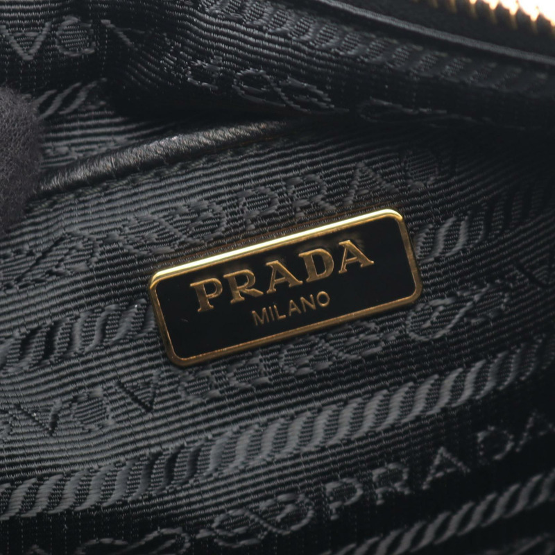 PRADA 手提包/手拿包/尼龍/Saffiano 皮革/黑色三角 logo/二手女款-3