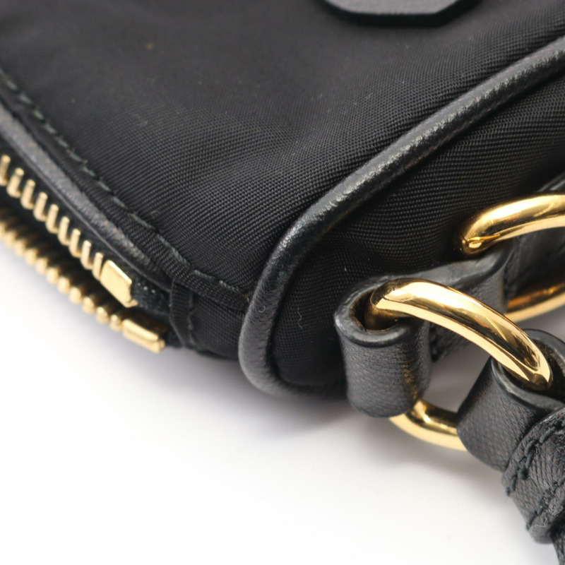 PRADA 手提包/手拿包/尼龍/Saffiano 皮革/黑色三角 logo/二手女款-4