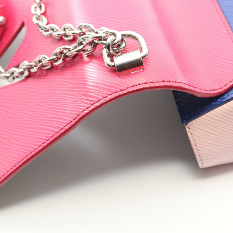 路易威登 Twist MM 鏈條肩背包 Epi 皮革 粉紅色/藍色 二手 女士-10