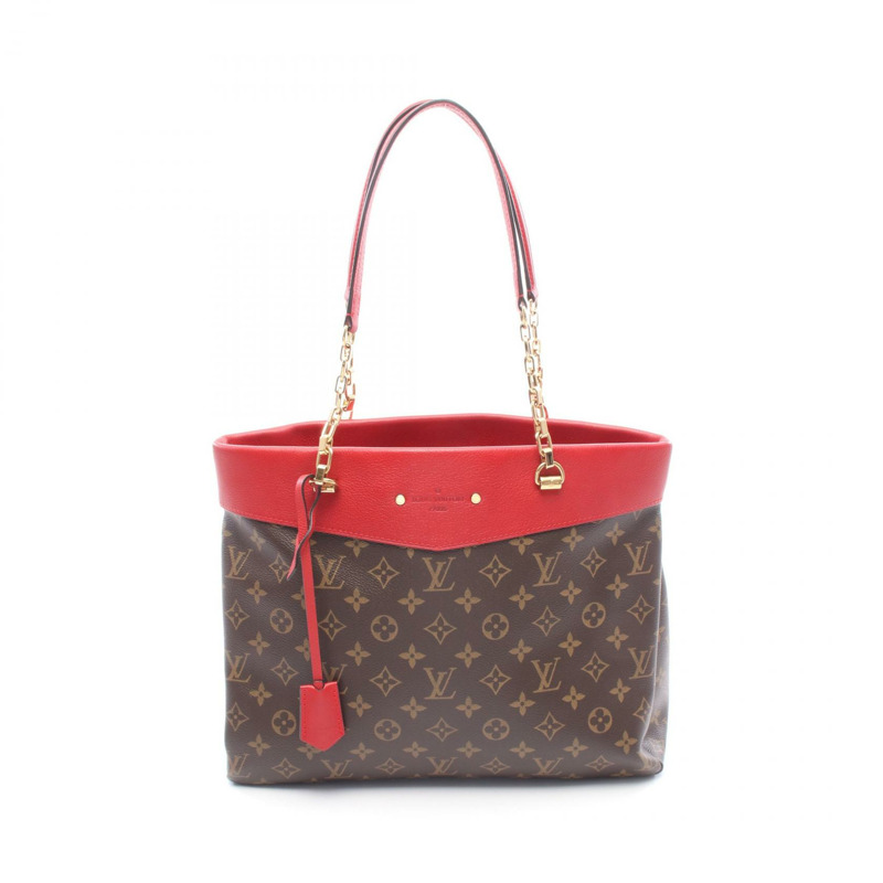 路易威登 Pallas 購物單肩手提包 M51197 Monogram 棕色紅色二手 LV-0