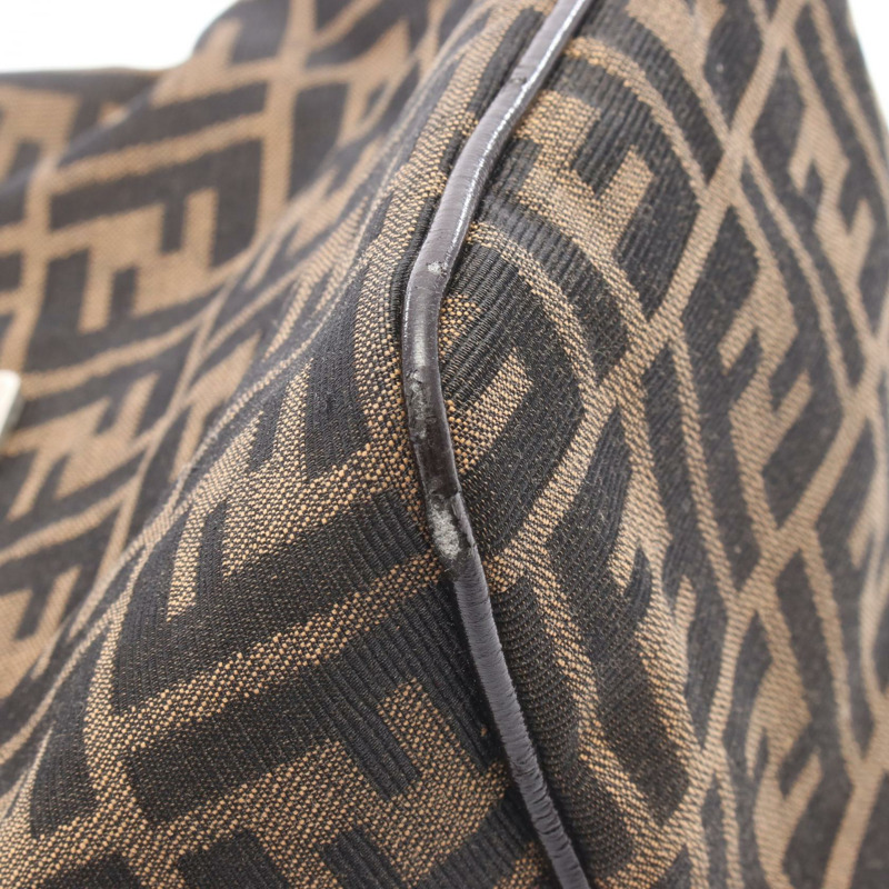 FENDI Zucca 單肩手提包 26686 帆布皮革棕色 二手 女士-6