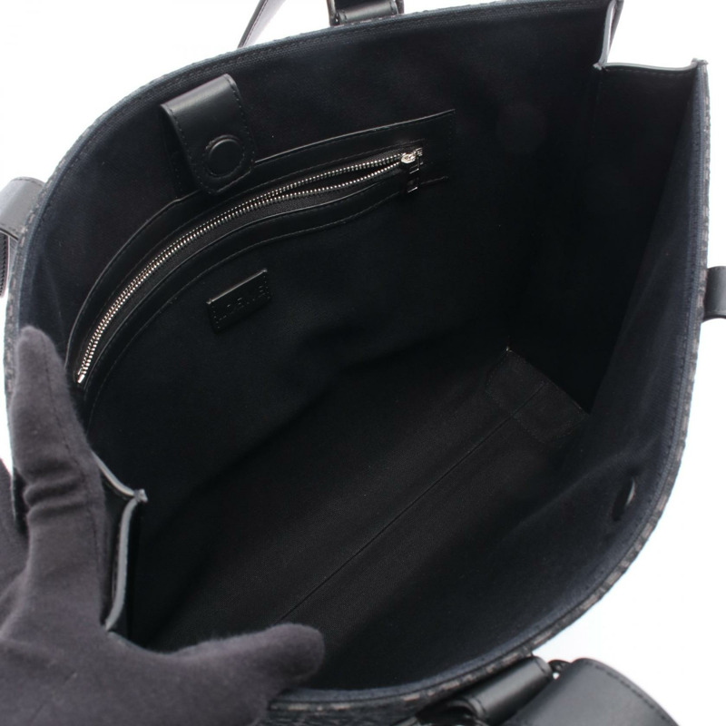 LOEWE Buckle Horizontal Anagram 手提單肩包,帆布皮革,黑色/灰色,二手-2