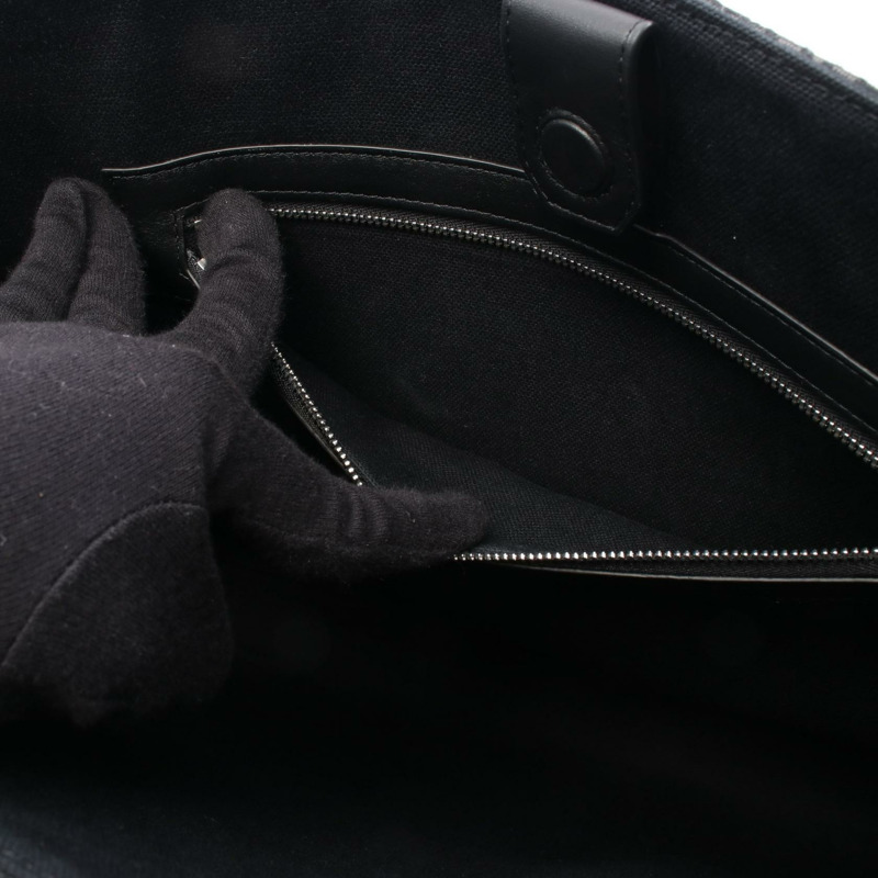 LOEWE Buckle Horizontal Anagram 手提單肩包,帆布皮革,黑色/灰色,二手-4