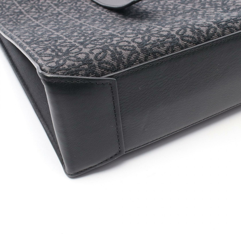 LOEWE Buckle Horizontal Anagram 手提單肩包,帆布皮革,黑色/灰色,二手-6