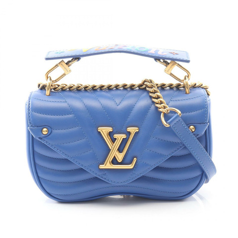 路易威登 New Wave Chain PM 單肩包 M53924 皮革 藍色霓虹色 二手