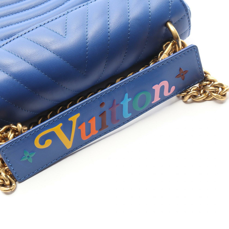 路易威登 New Wave Chain PM 單肩包 M53924 皮革 藍色霓虹色 二手-7