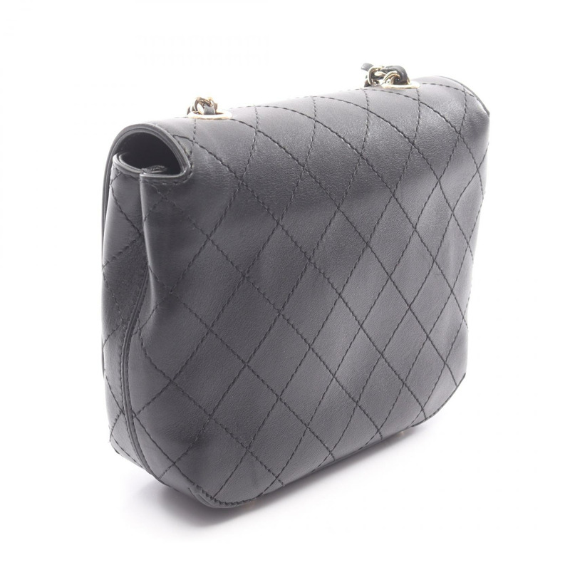 香奈兒迷你絎縫鏈條斜背包 AS0532 黑色皮革 二手 金色五金-1