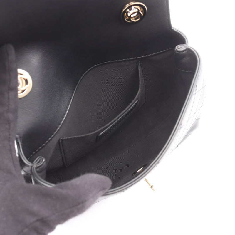 香奈兒迷你絎縫鏈條斜背包 AS0532 黑色皮革 二手 金色五金-2
