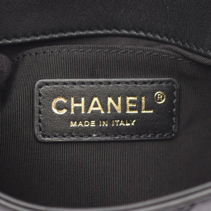 香奈兒迷你絎縫鏈條斜背包 AS0532 黑色皮革 二手 金色五金-3