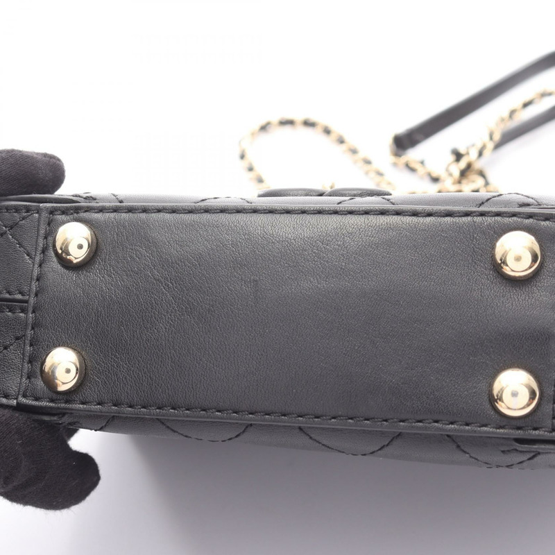 香奈兒迷你絎縫鏈條斜背包 AS0532 黑色皮革 二手 金色五金-6