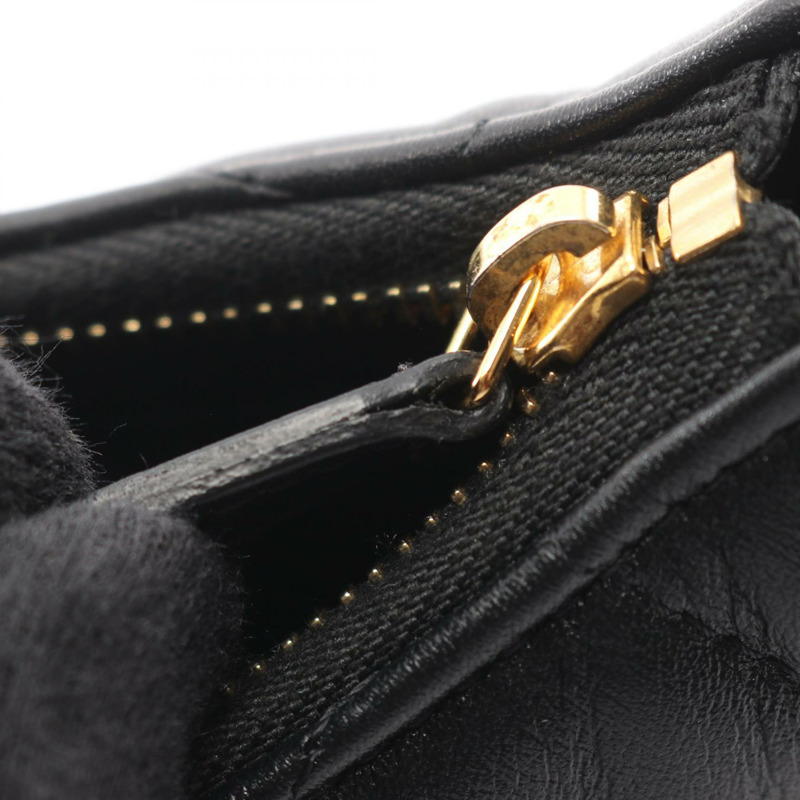 香奈兒 (CHANEL) 絎縫鏈條肩背包 小號單肩包 黑色皮革 二手 金色五金-7