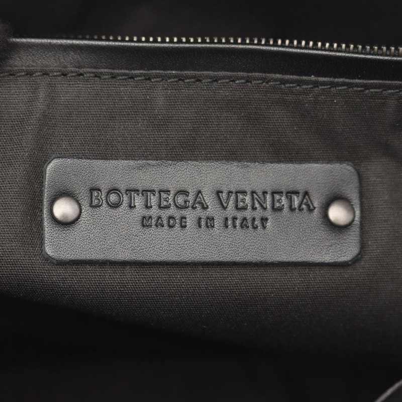 BOTTEGA VENETA Intrecciato Messenger Shoulder Bag leather Black Used mens-3