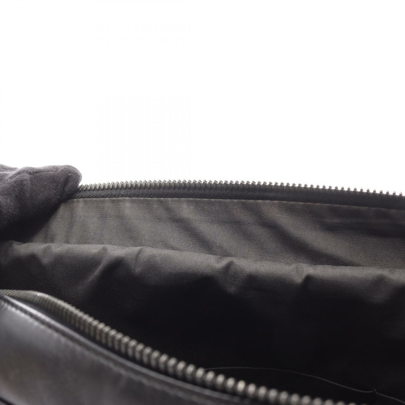 BOTTEGA VENETA Intrecciato Messenger Shoulder Bag leather Black Used mens-4