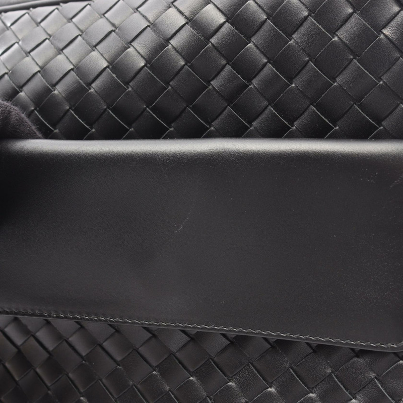 BOTTEGA VENETA Intrecciato Messenger Shoulder Bag leather Black Used mens-8