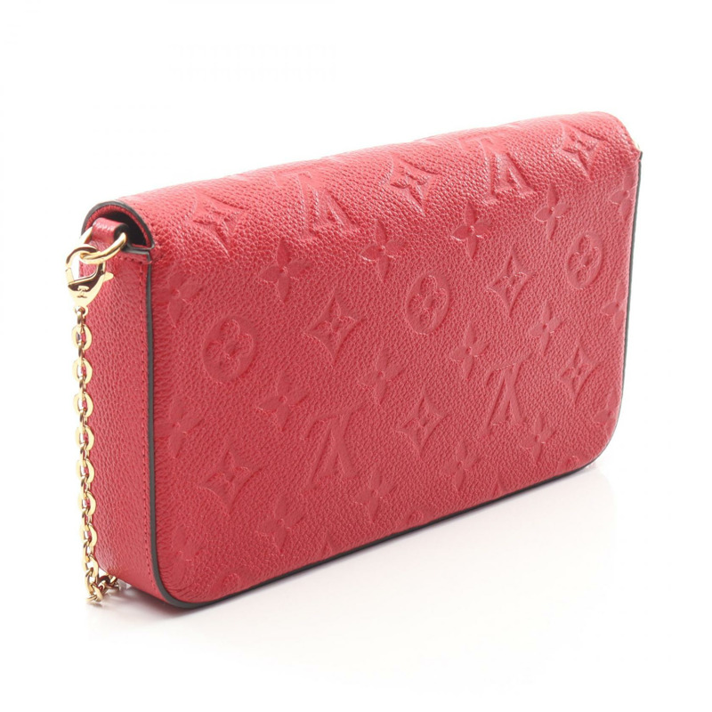 路易威登 Felicie Pochette 鏈條斜背肩背包 M25793 皮革胭脂紅-1