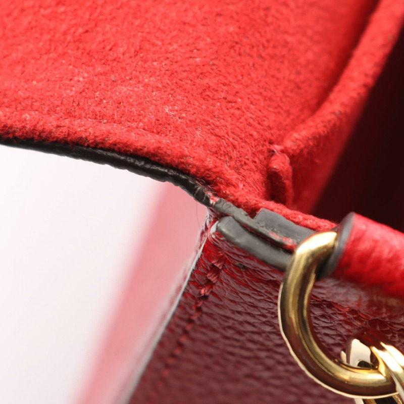 路易威登 Felicie Pochette 鏈條斜背肩背包 M25793 皮革胭脂紅-5