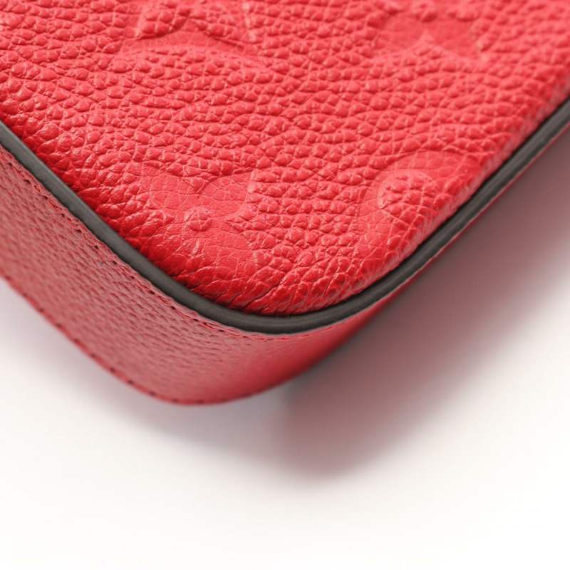 路易威登 Felicie Pochette 鏈條斜背肩背包 M25793 皮革胭脂紅-6