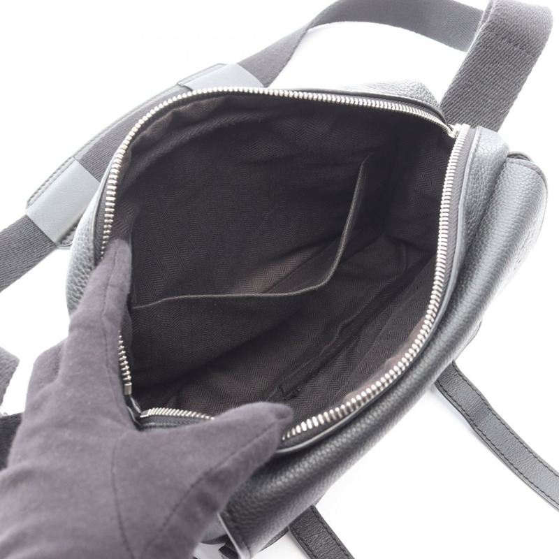 LOEWE 軍裝信差 XS 斜背單肩包 皮革 黑色 二手 男士-2