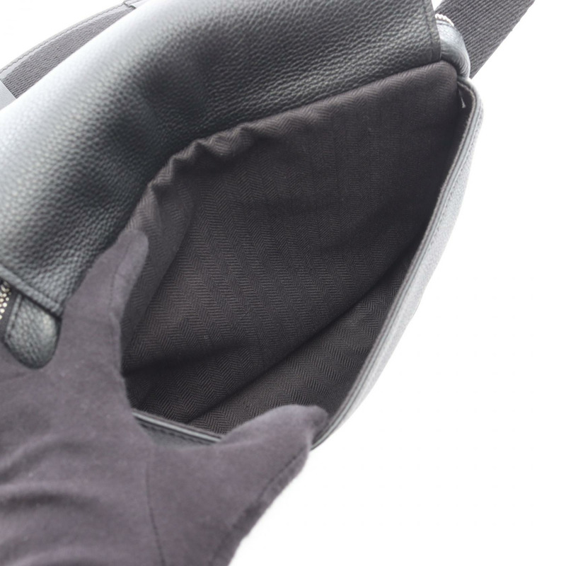 LOEWE 軍裝信差 XS 斜背單肩包 皮革 黑色 二手 男士-3