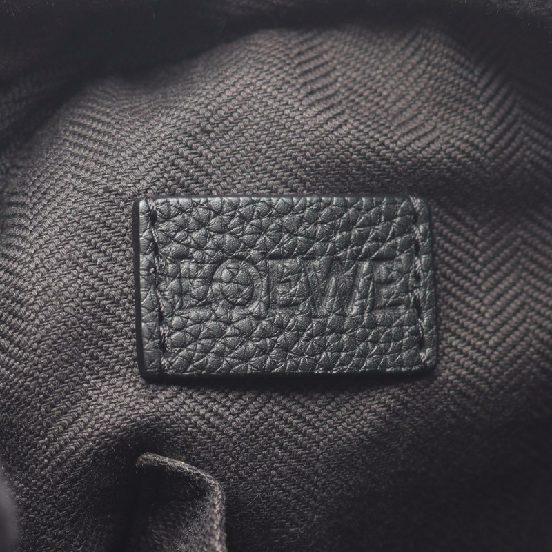 LOEWE 軍裝信差 XS 斜背單肩包 皮革 黑色 二手 男士-4