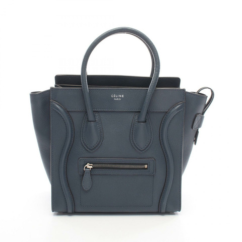 CELINE Luggage Micro Shopper 手提包 167793 皮革 海軍藍 二手 女士