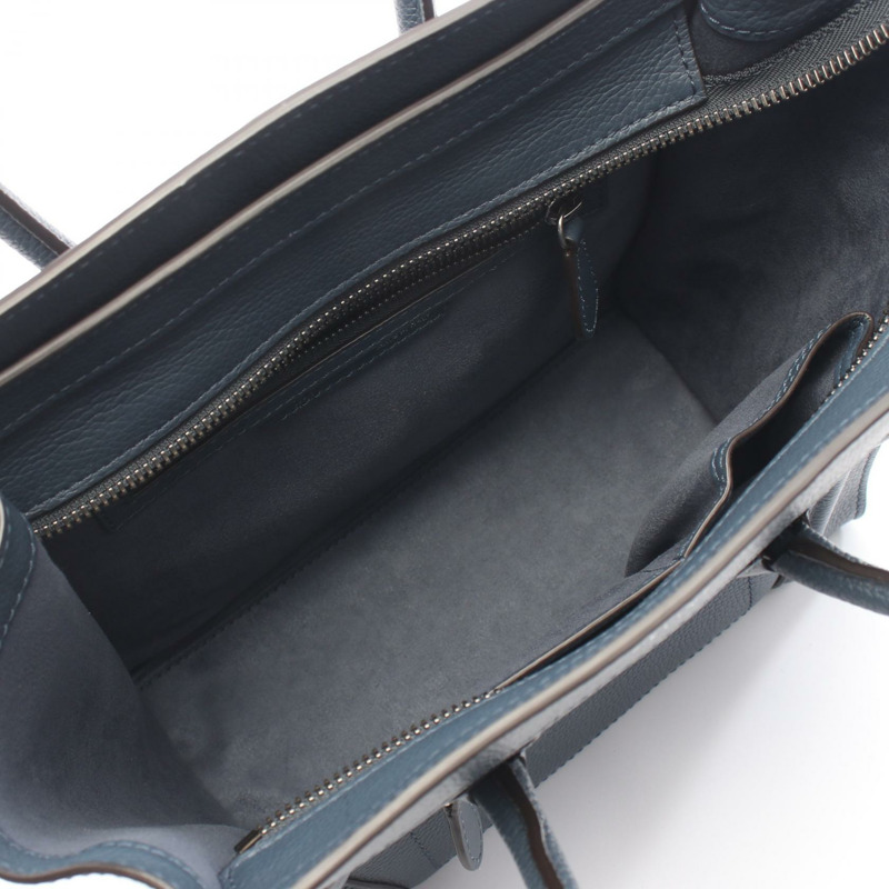 CELINE Luggage Micro Shopper 手提包 167793 皮革 海軍藍 二手 女士-2