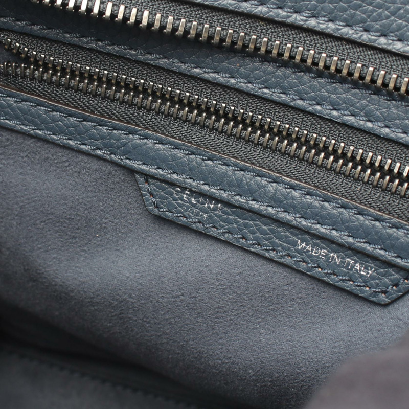 CELINE Luggage Micro Shopper 手提包 167793 皮革 海軍藍 二手 女士-3