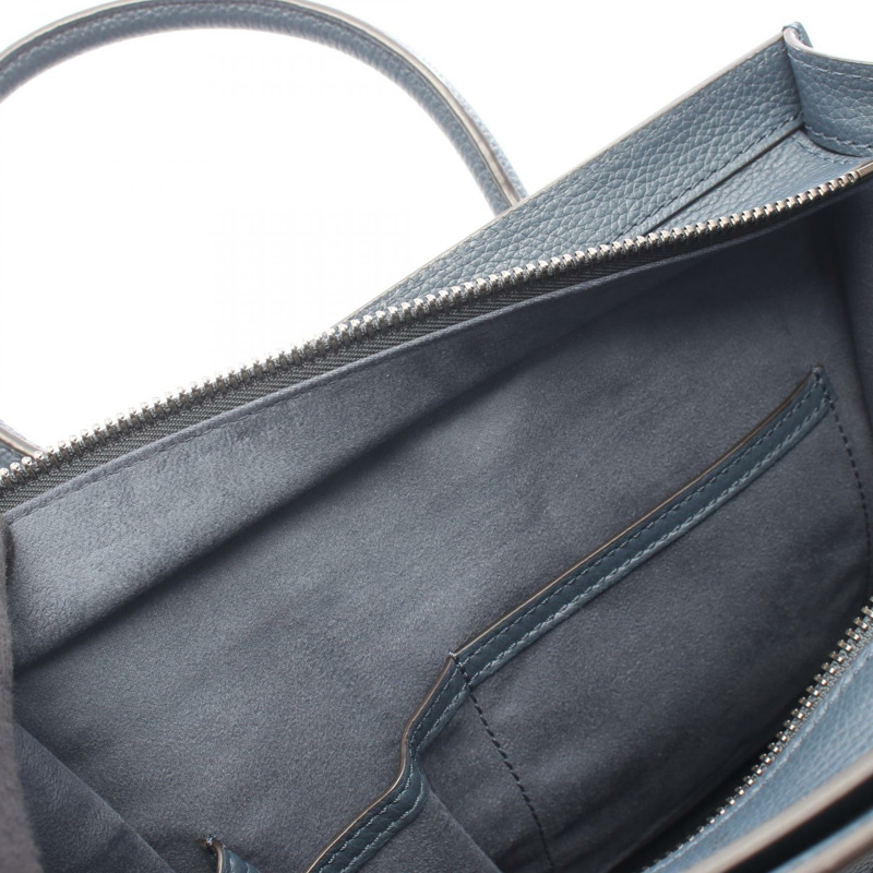 CELINE Luggage Micro Shopper 手提包 167793 皮革 海軍藍 二手 女士-7
